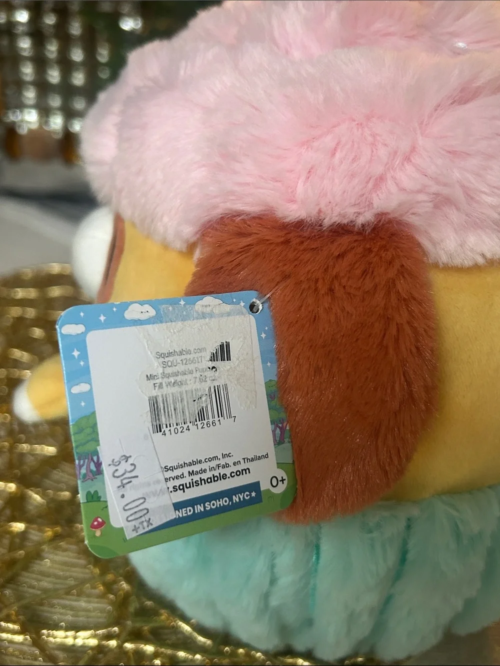 Squishy Plush Dog Dessert Toy - Pink, Yellow & Aqua